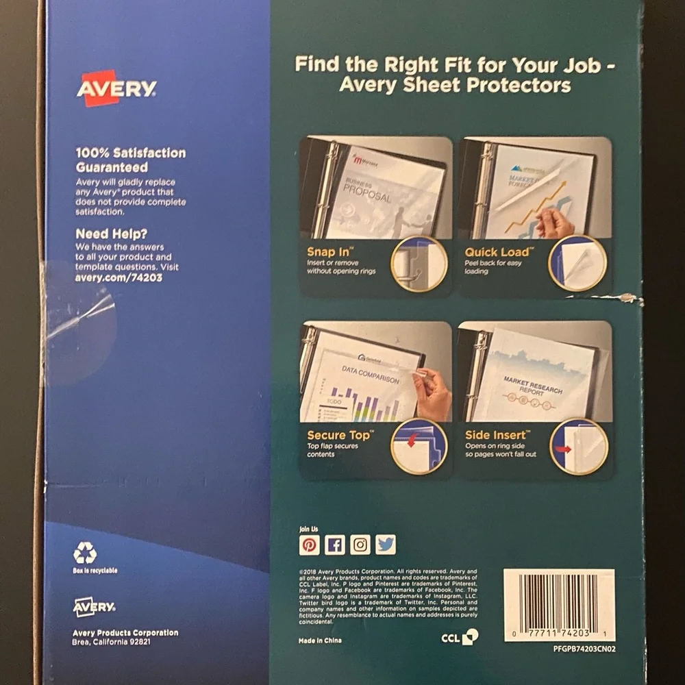 Avery Page Size Sheet Protectors, 8.5